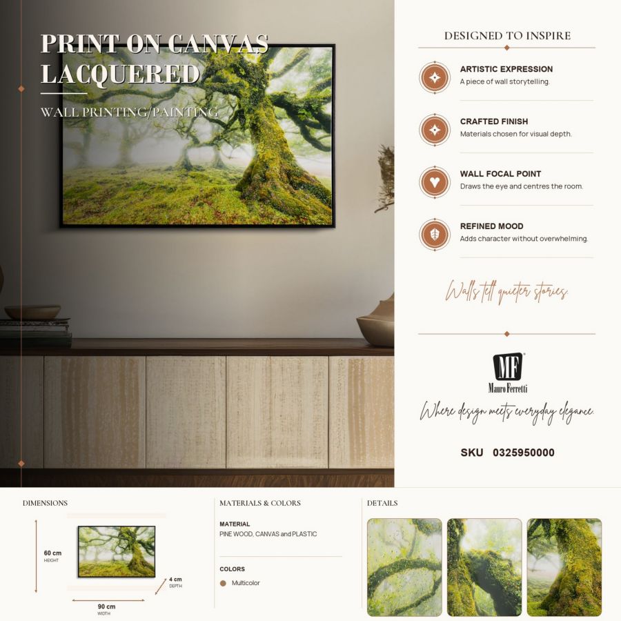 Stampa su tela laccata c/cornice foresta cm 90x4x60