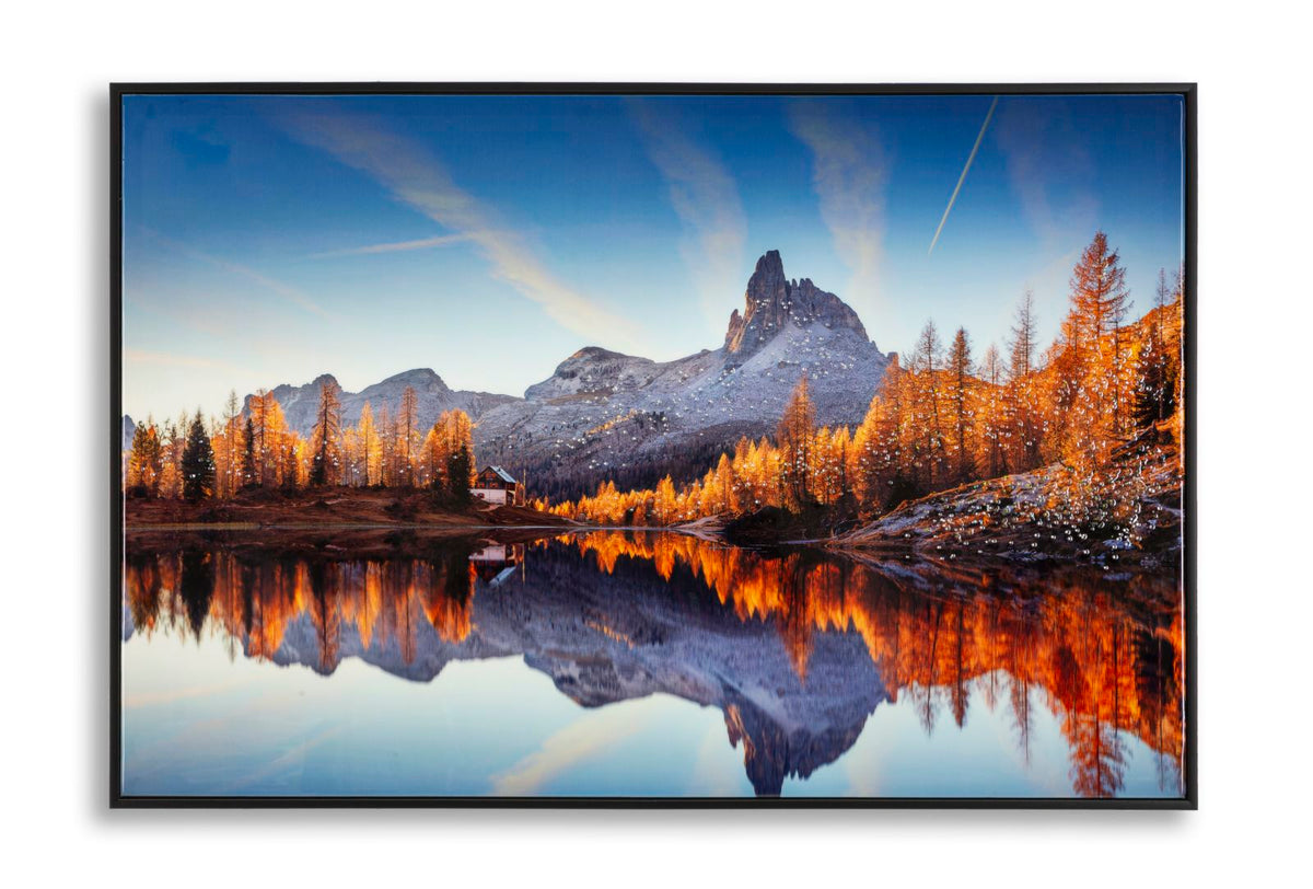 Stampa su tela laccata c/cornice lake cm 90x4x60