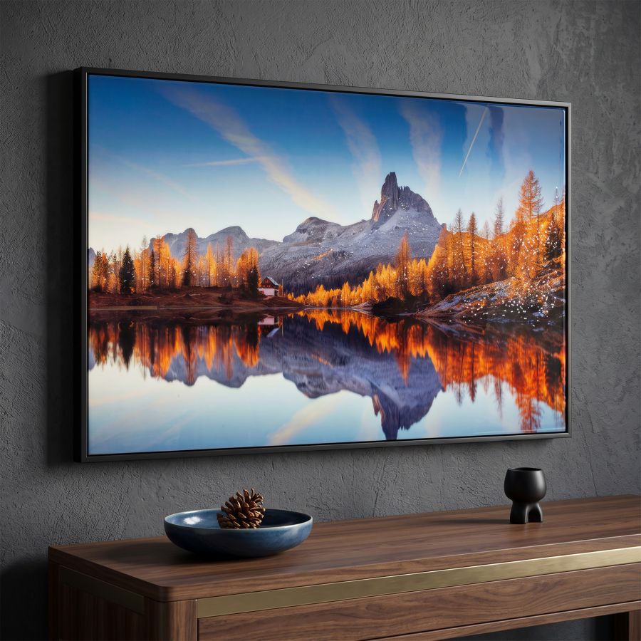Stampa su tela laccata c/cornice lake cm 90x4x60