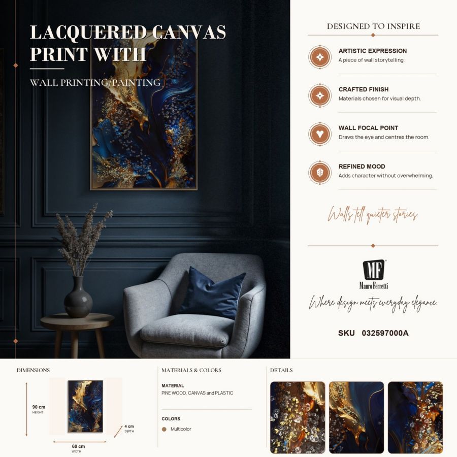 Stampa su tela laccata c/cornice andromeda -a- cm 60x4x90