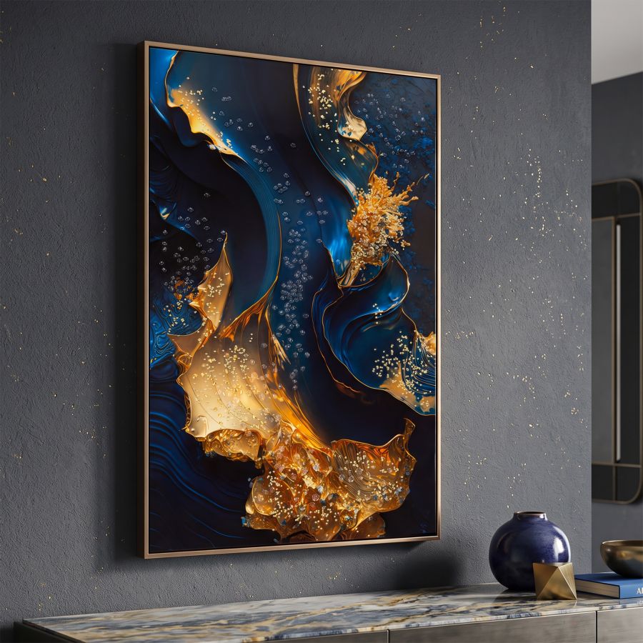 Stampa su tela laccata c/cornice andromeda -b- cm 60x4x90