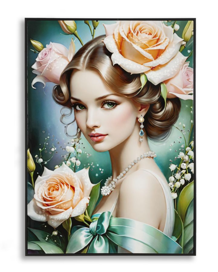 Dipinto su tela laccato fantasy c/cornice -b- cm 72x4x102