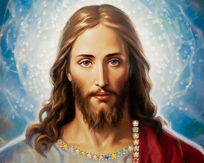 Dipinto su tela laccato jesus c/cornice cm 72x4x102