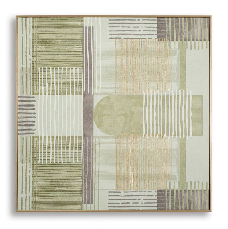 Stampa dipinta su tela lignes c/cornice -a- cm 60x3x60