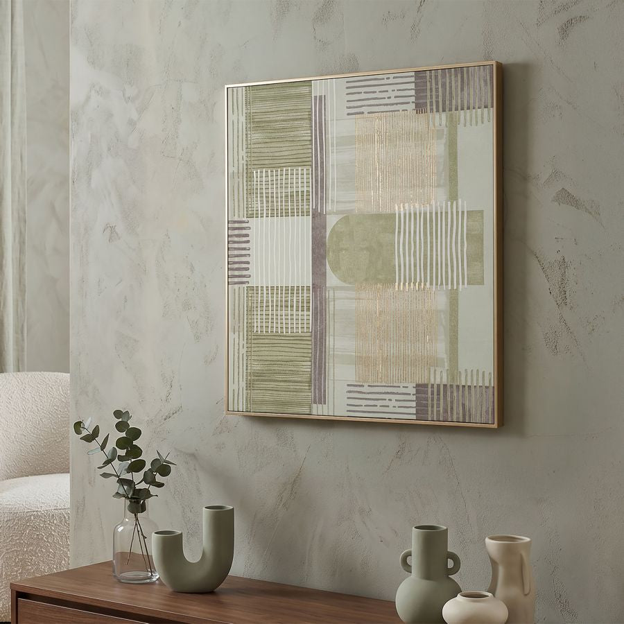 Stampa dipinta su tela lignes c/cornice -a- cm 60x3x60