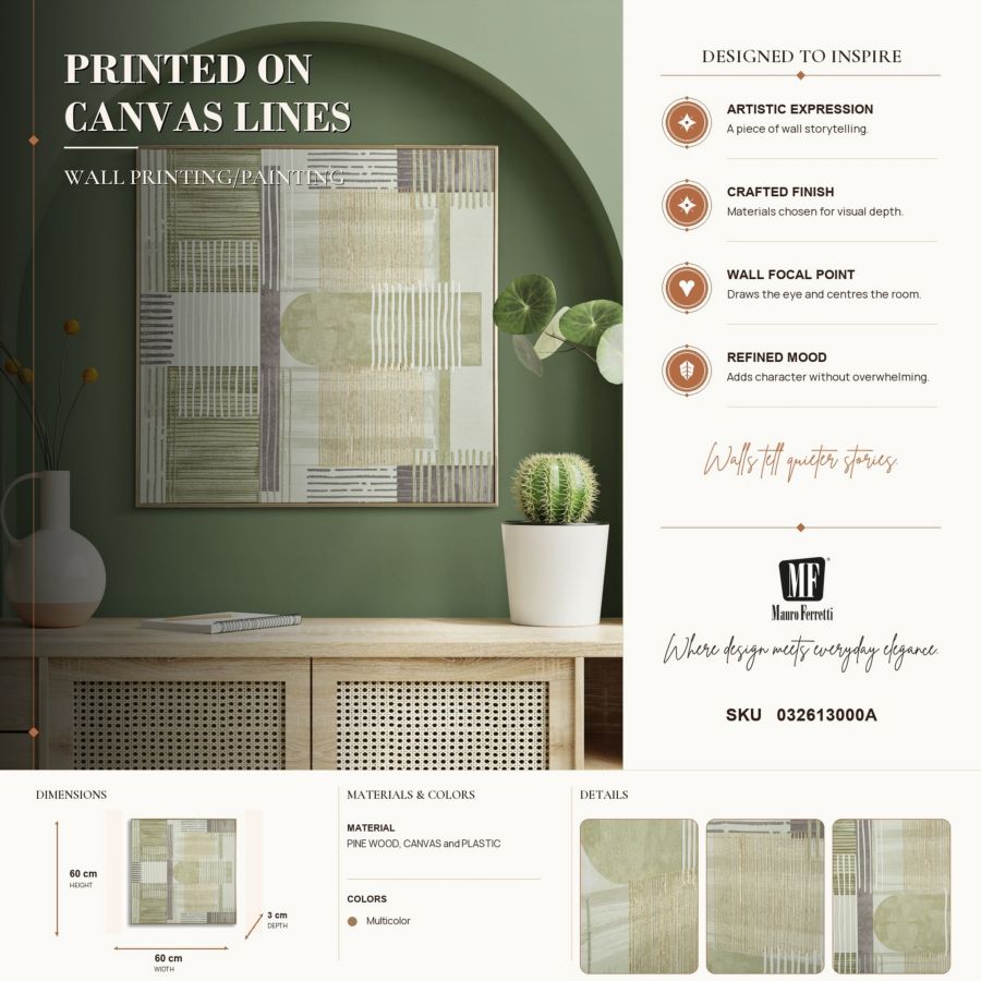 Stampa dipinta su tela lignes c/cornice -a- cm 60x3x60