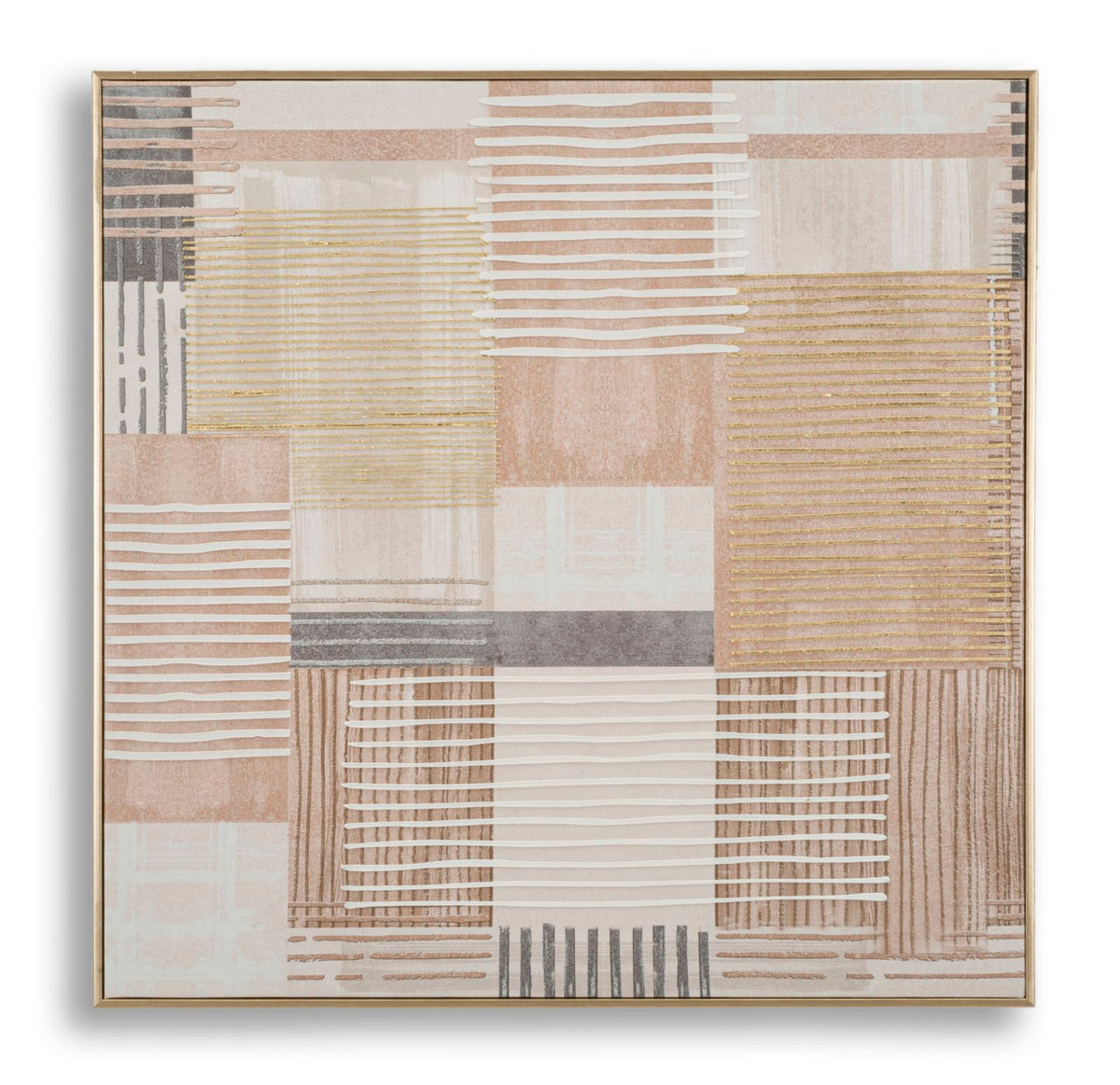 Stampa dipinta su tela lignes c/cornice -b- cm 60x3x60