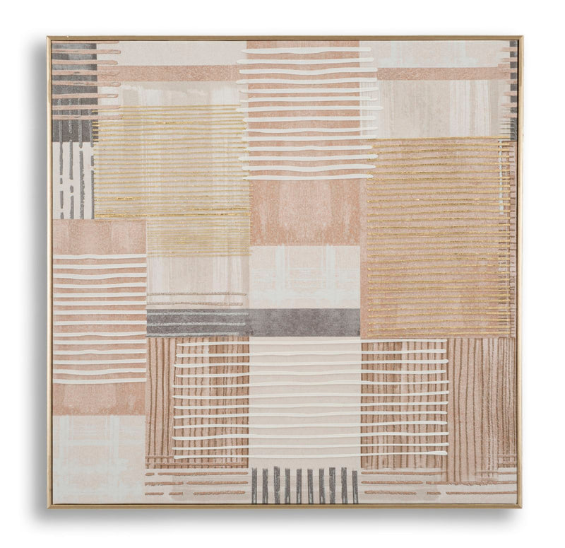 Stampa dipinta su tela lignes c/cornice -b- cm 60x3x60