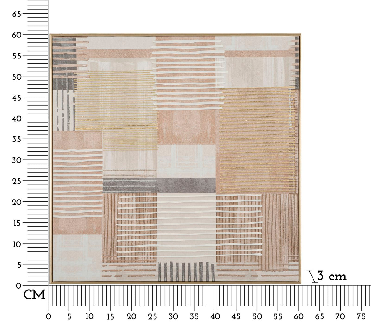 Stampa dipinta su tela lignes c/cornice -b- cm 60x3x60