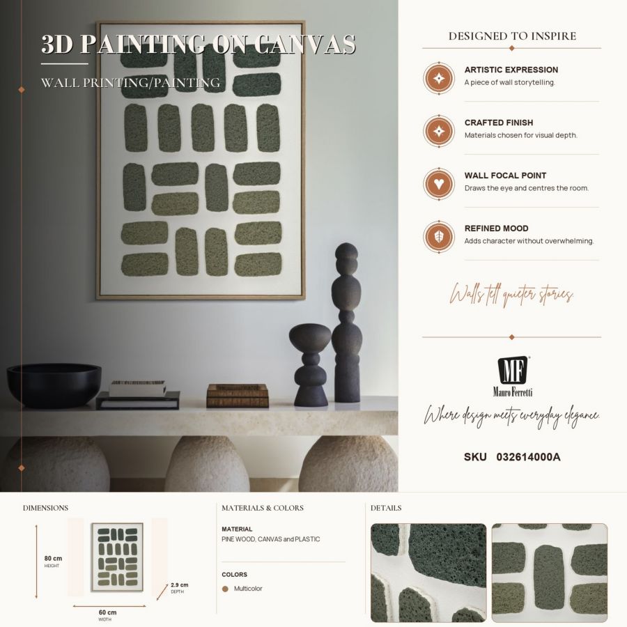 Dipinto su tela 3d c/cornice -a- cm 60x2,9x80