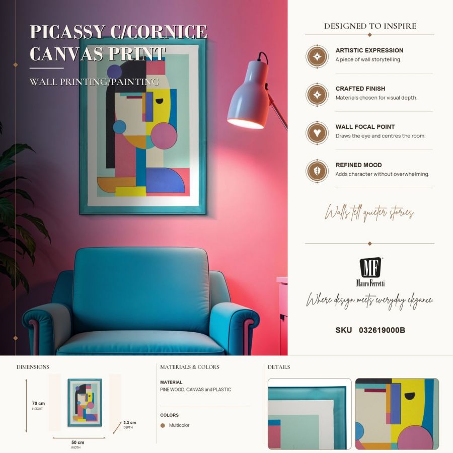 Stampa su tela picassy c/cornice -b- cm 50x3,3x70