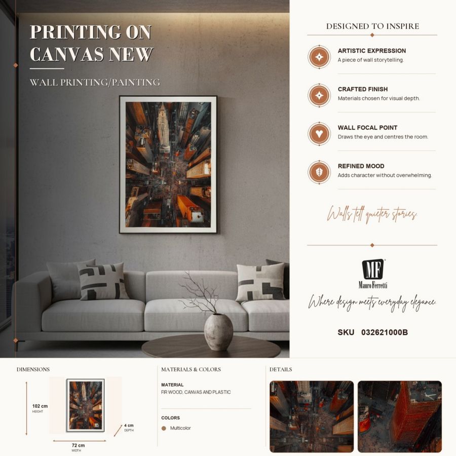 Stampa su tela laccata new york c/cornice -b- cm 72x4x102