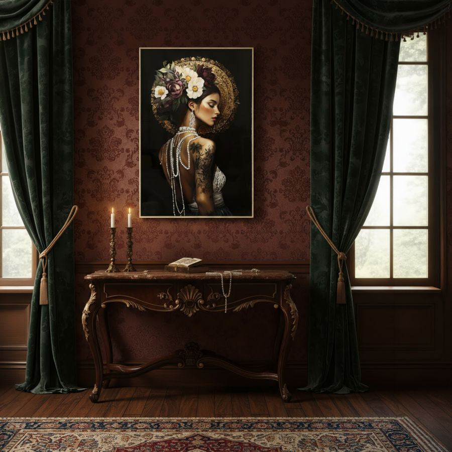Mauro Ferretti Stampa Dipinta su Tela Laccata Persian con Cornice -a- 62 x 3,5 x 92 cm