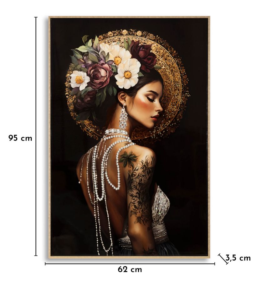 Mauro Ferretti Stampa Dipinta su Tela Laccata Persian con Cornice -a- 62 x 3,5 x 92 cm