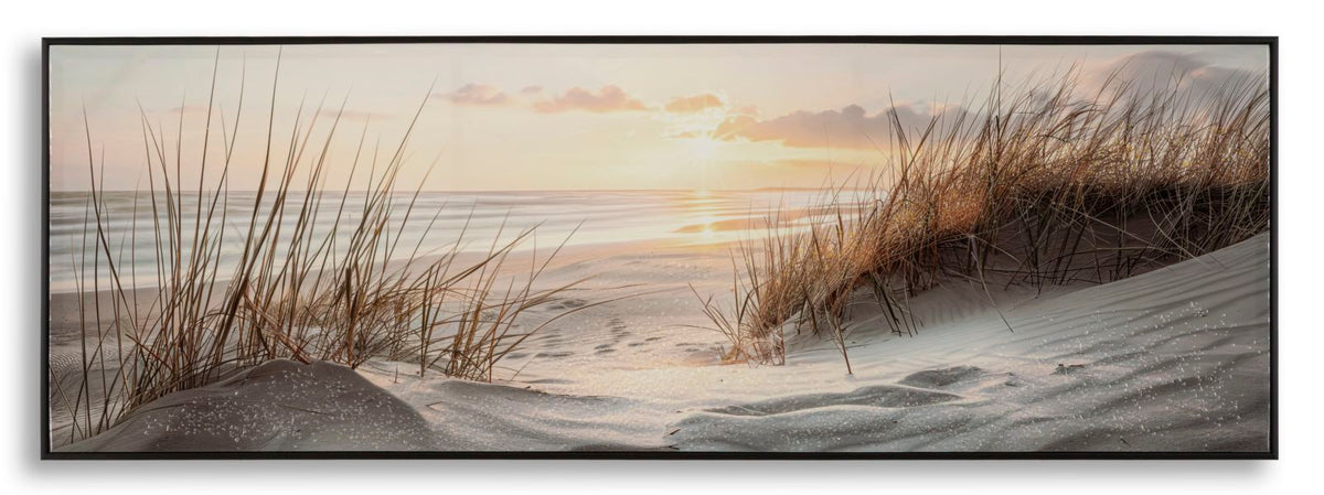 Stampa dipinta su tela laccata beach c/cornice -a- cm 152x4x52