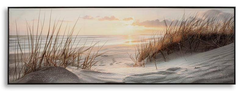 Stampa dipinta su tela laccata beach c/cornice -a- cm 152x4x52