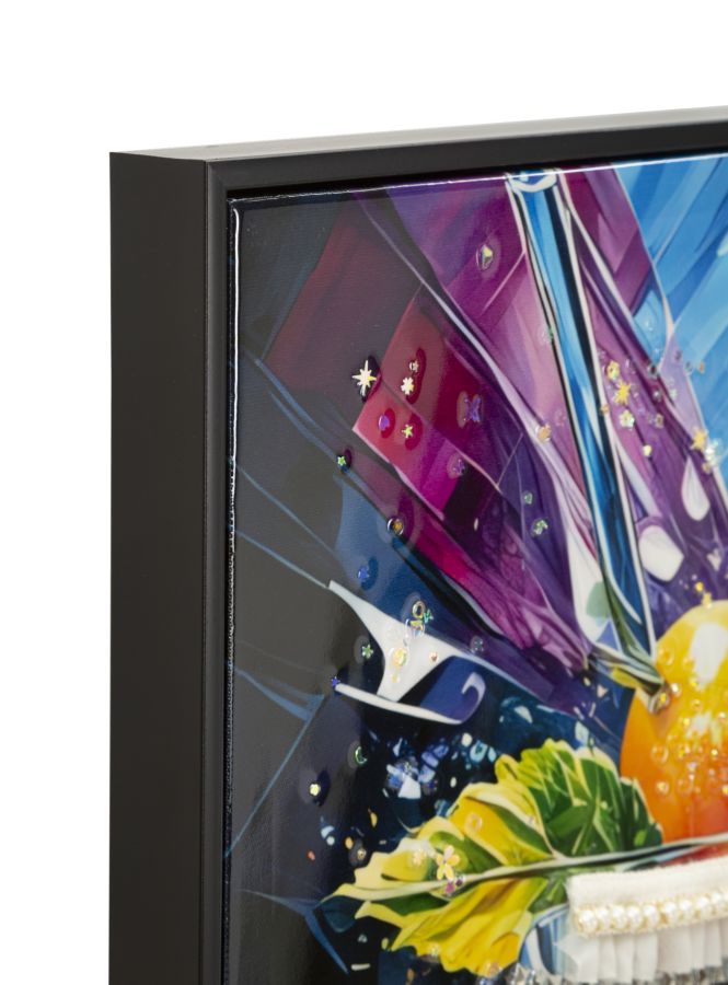 Mauro Ferretti Stampa Decorata su Tela Laccata con Cornice Cocktail -a- 62 x 3,5 x 92 cm