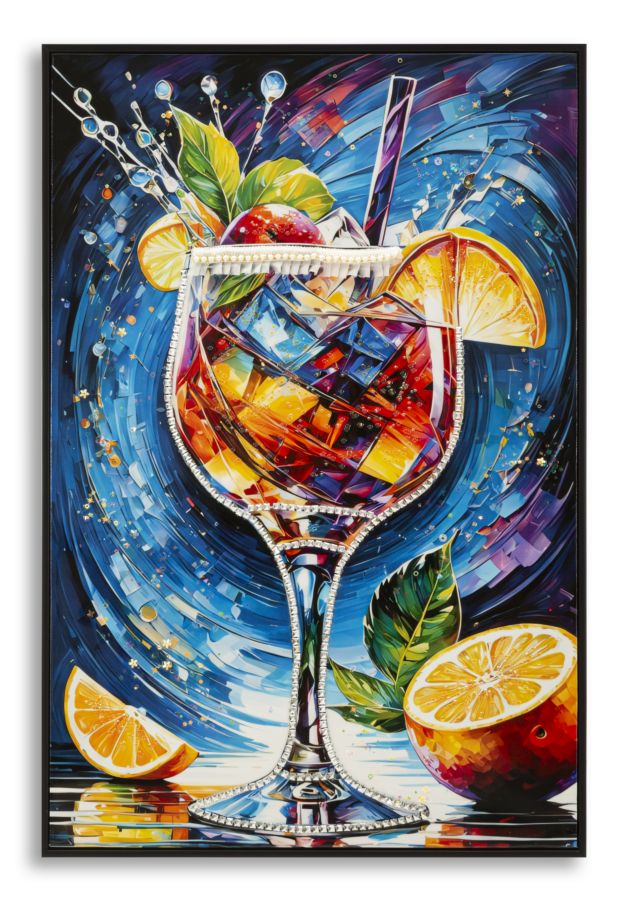 Mauro Ferretti Stampa Decorata su Tela Laccata con Cornice Cocktail -b- 62 x 3,5 x 92 cm