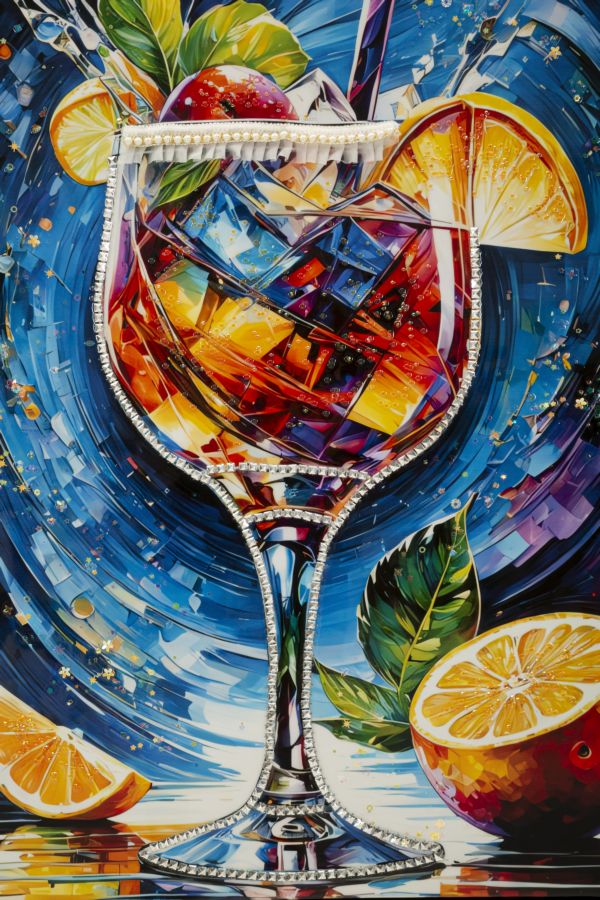 Mauro Ferretti Stampa Decorata su Tela Laccata con Cornice Cocktail -b- 62 x 3,5 x 92 cm