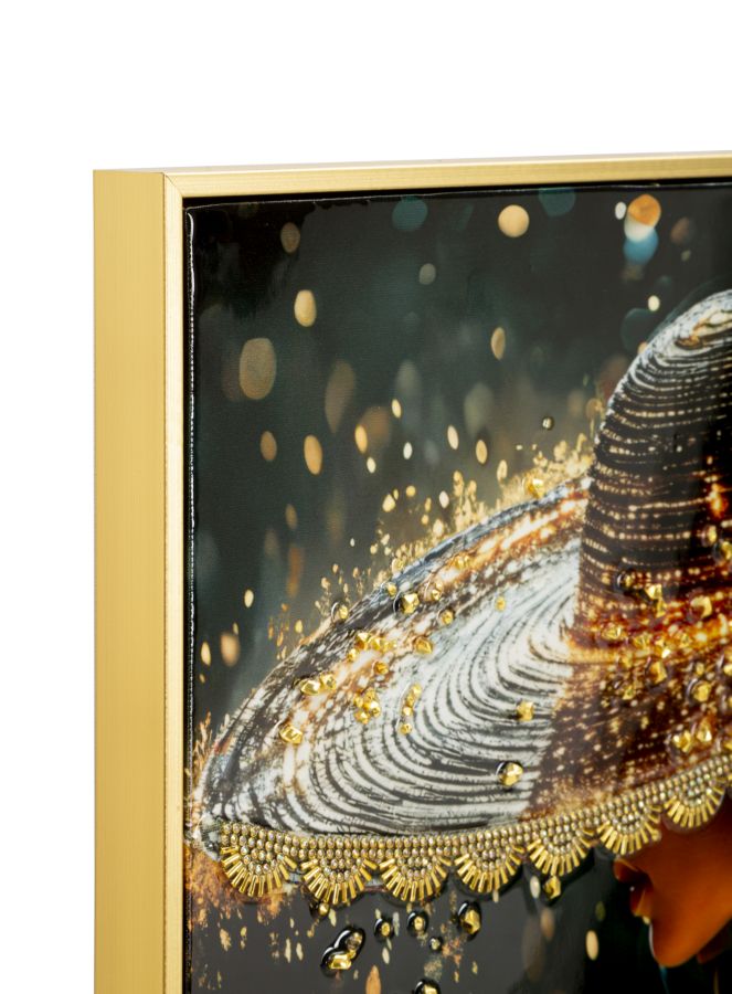 Mauro Ferretti Stampa Decorata su Tela Laccata con Cornice Illumy -b- 62 x 3,5 x 92 cm