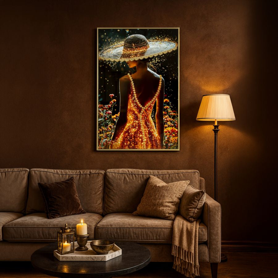 Mauro Ferretti Stampa Decorata su Tela Laccata con Cornice Illumy -b- 62 x 3,5 x 92 cm