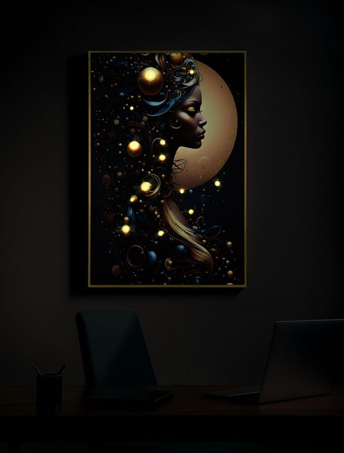 Stampa c/LED su tela laccata c/cornice minerva -a- cm 60x3,5x90 alim. batterie