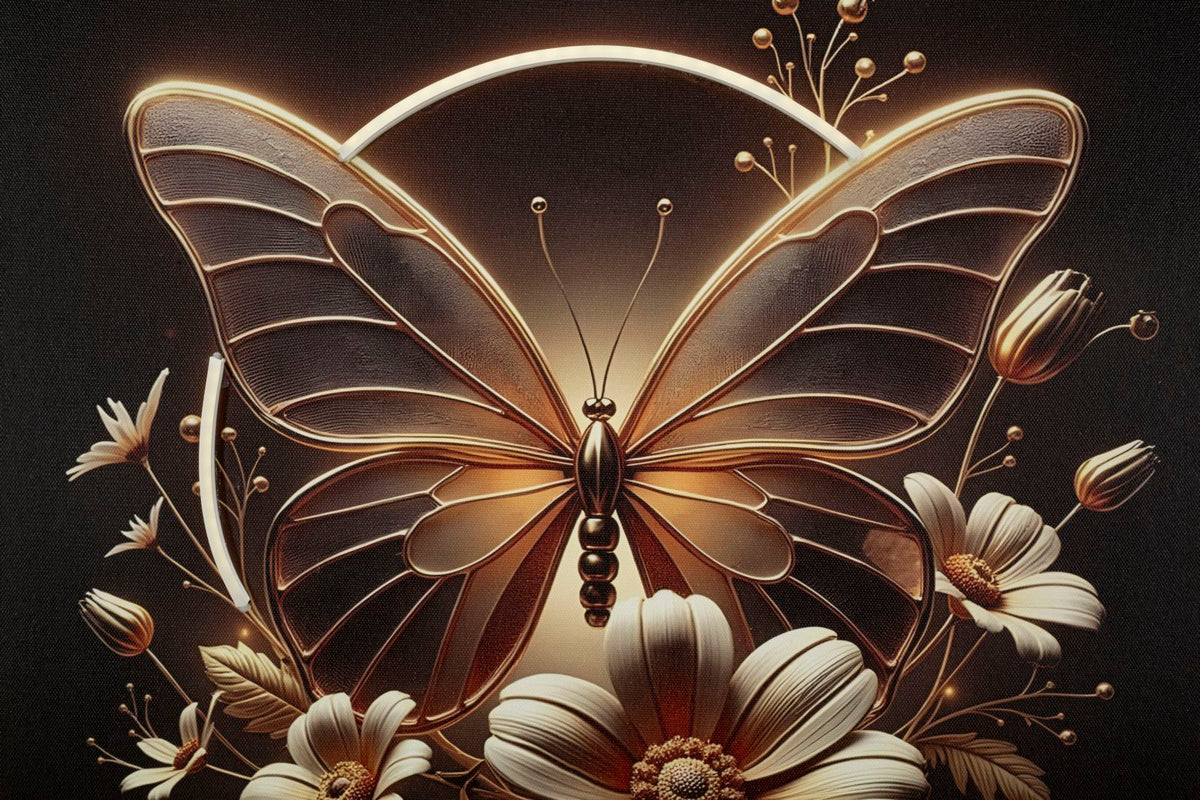Stampa c/LED su tela laccata c/cornice butterfly cm 50x4x50 alimentazione usb