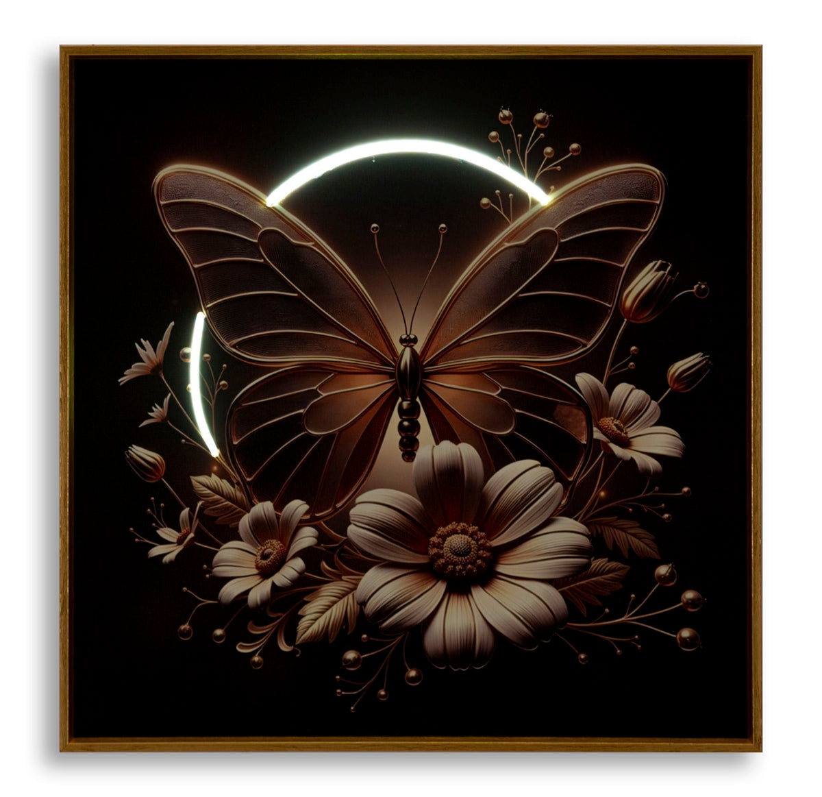 Stampa c/LED su tela laccata c/cornice butterfly cm 50x4x50 alimentazione usb
