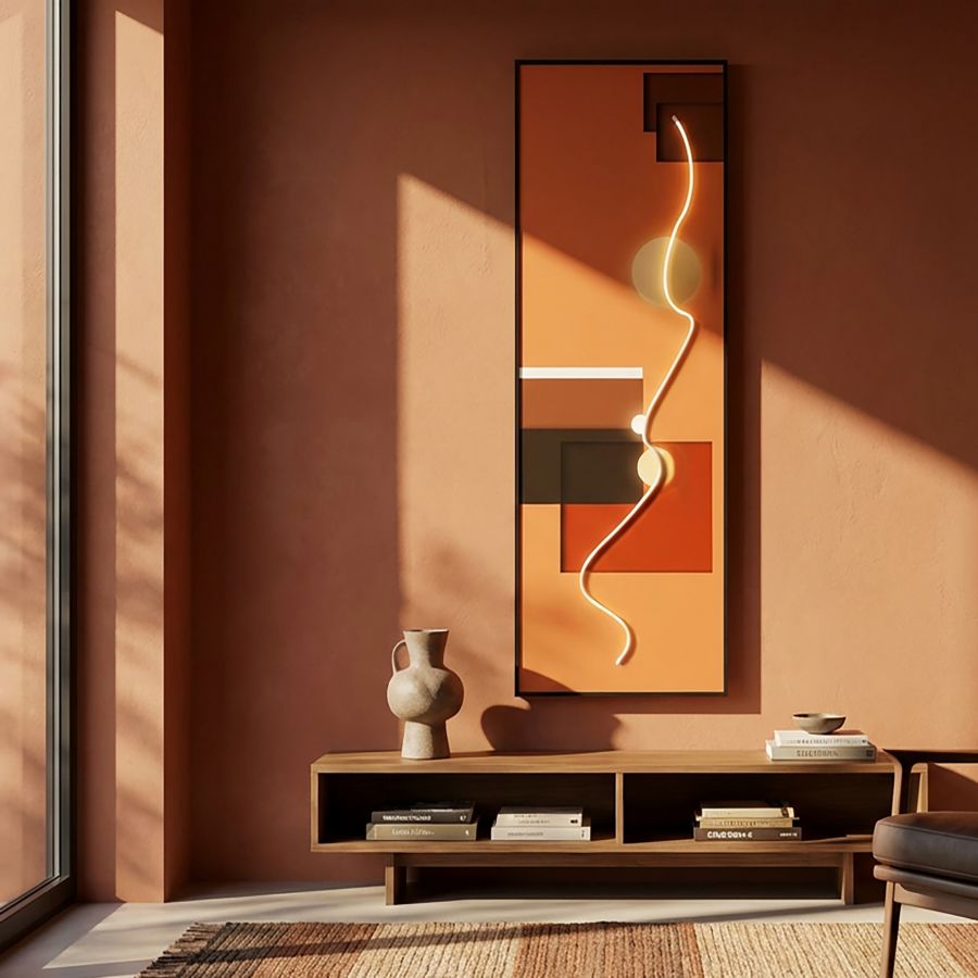 Stampa c/LED su tela abstract cm 150x3,5x50