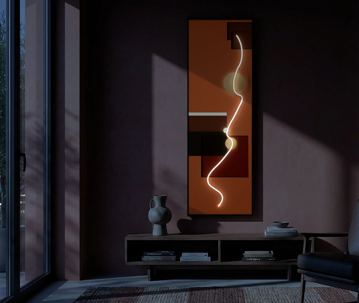 Stampa c/LED su tela abstract cm 150x3,5x50