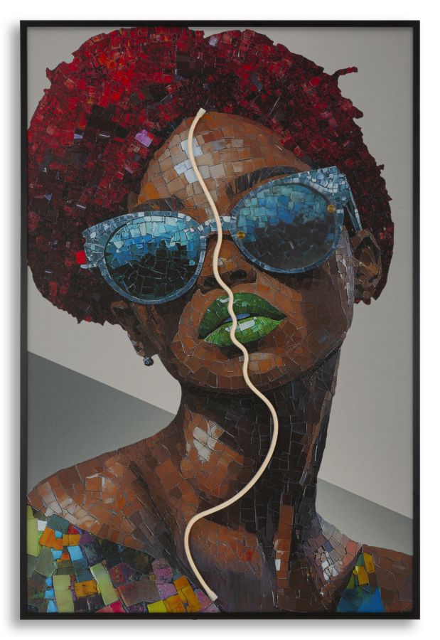 Stampa c/LED su tela afro cm 60x3,5x90 (applicazione 3d acrilico)