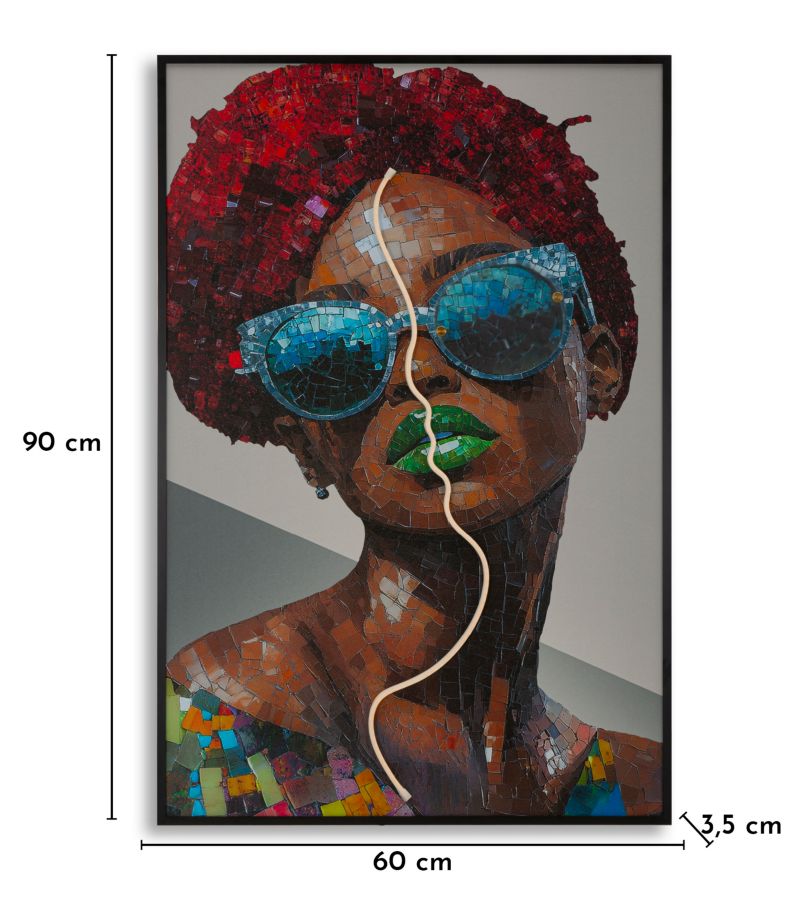 Stampa c/LED su tela afro cm 60x3,5x90 (applicazione 3d acrilico)