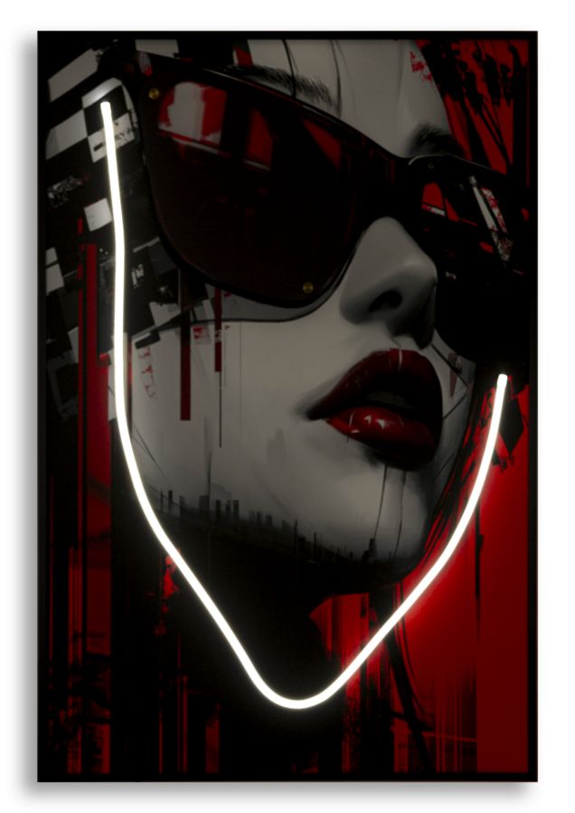 Stampa c/LED su tela psyco -a- cm 60x3,5x90 (applicazione 3d acrilico)