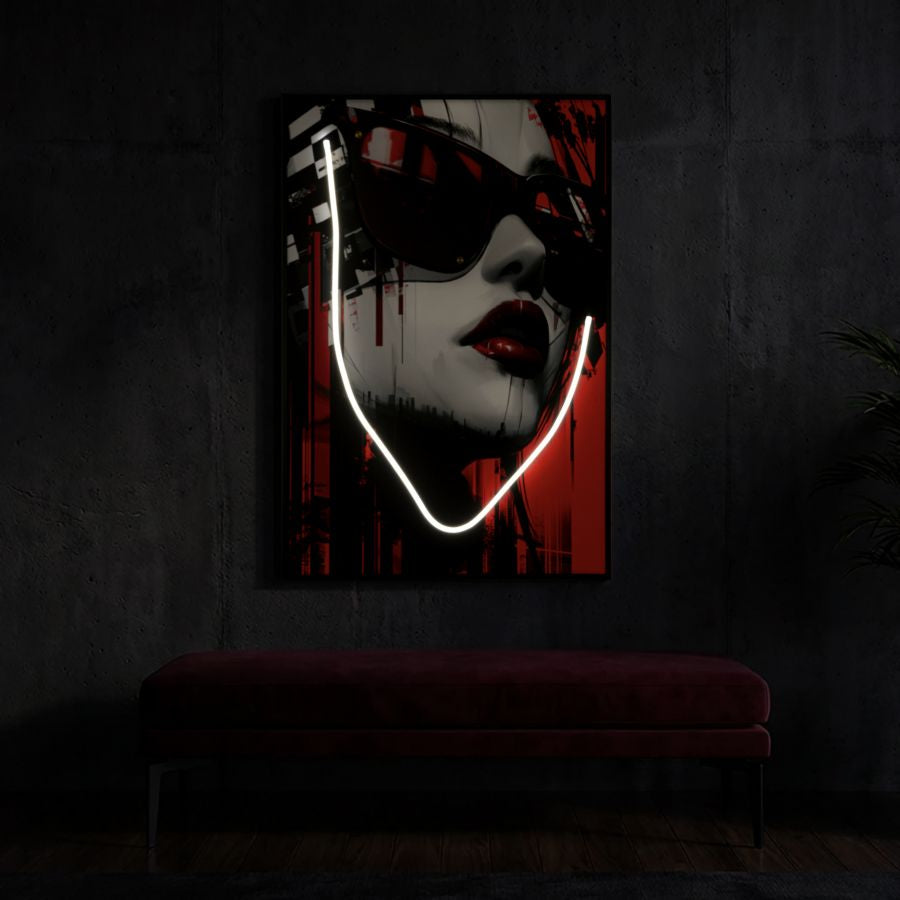 Stampa c/LED su tela psyco -a- cm 60x3,5x90 (applicazione 3d acrilico)
