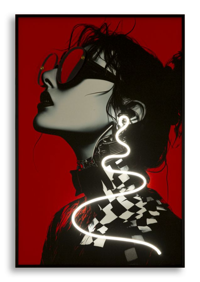 Stampa c/LED su tela psyco -b- cm 60x3,5x90 (applicazione 3d acrilico)