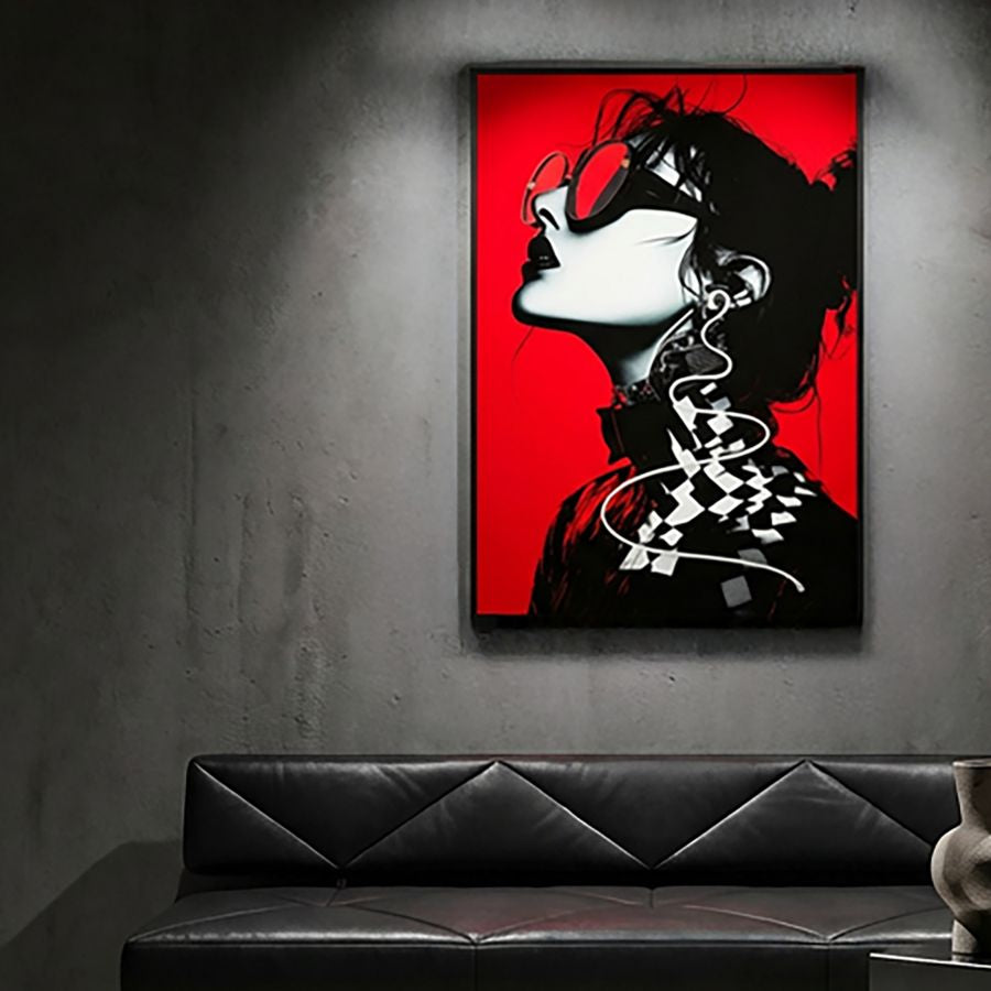 Stampa c/LED su tela psyco -b- cm 60x3,5x90 (applicazione 3d acrilico)