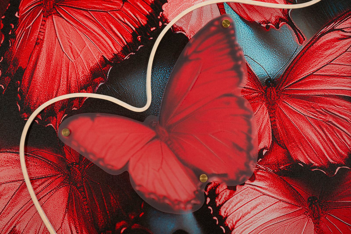 Stampa c/LED su tela butterflies cm 60x3,5x90 (applicazione 3d acrilico)