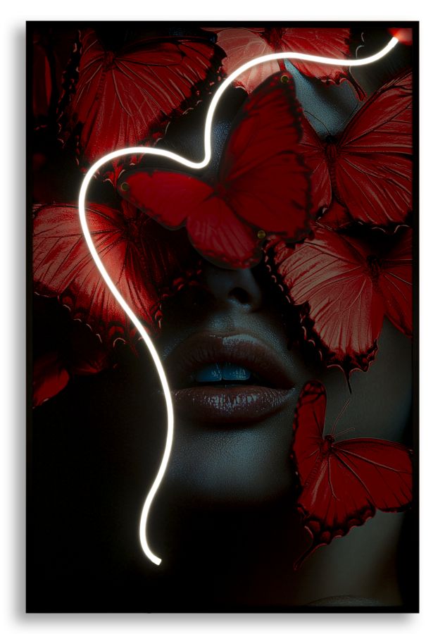 Stampa c/LED su tela butterflies cm 60x3,5x90 (applicazione 3d acrilico)