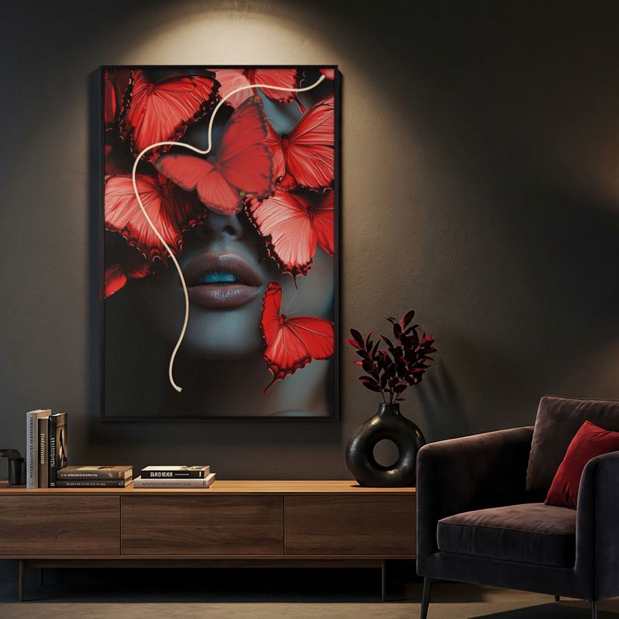 Stampa c/LED su tela butterflies cm 60x3,5x90 (applicazione 3d acrilico)