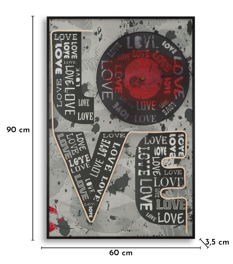 Mauro Ferretti Stampa con LED su Tela Love 60 x 3,5 x 90 cm (applicazione 3D Acrilico)