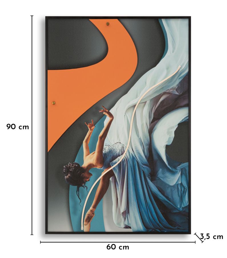 Stampa c/LED su tela dancer cm 60x3,5x90 (applicazione 3d acrilico)
