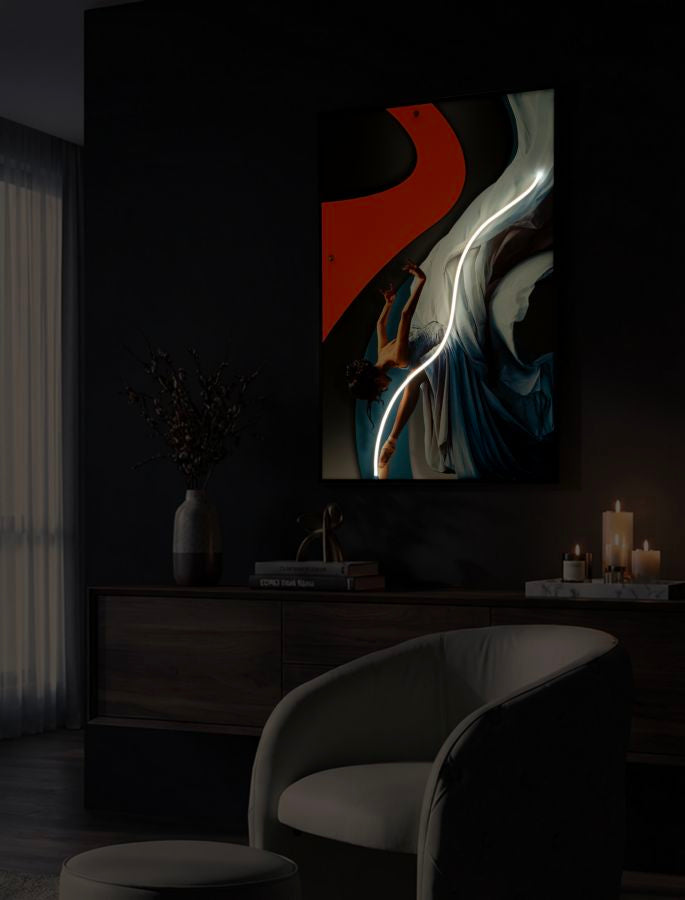 Stampa c/LED su tela dancer cm 60x3,5x90 (applicazione 3d acrilico)