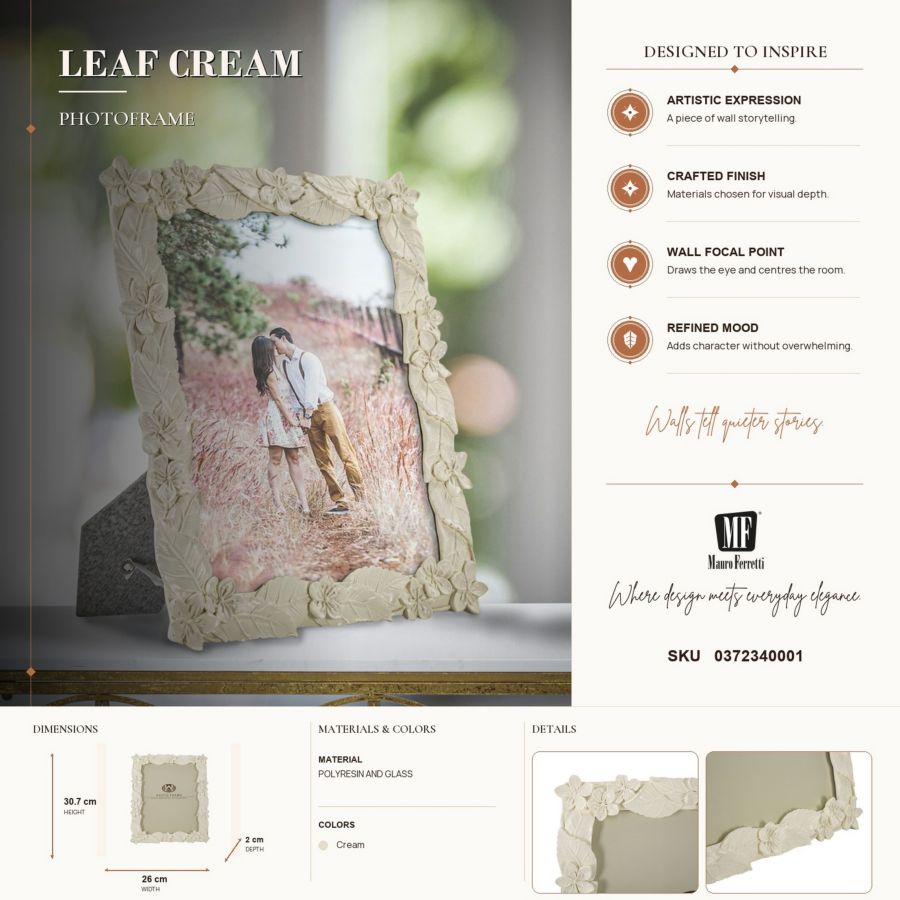 Mauro Ferretti Cornice Leaf Cream 26 x 2 x 30,7 cm (misura Interna 20 x 25)