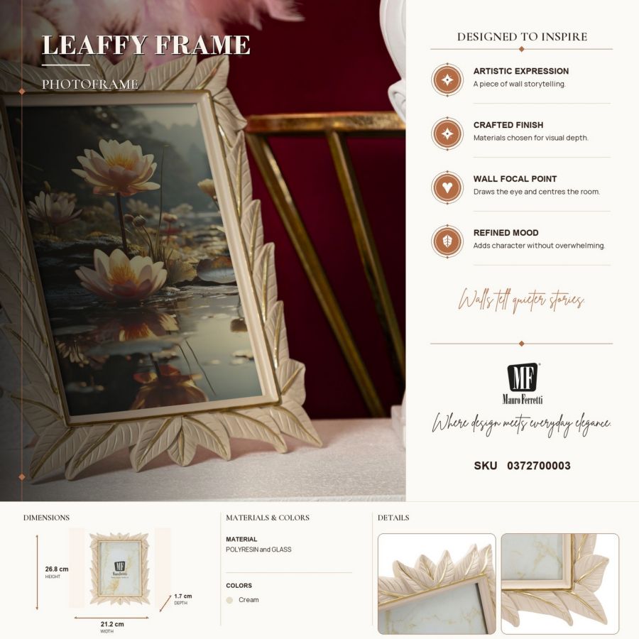 Cornice leaffy cm 21,2x1,7x26,8 (misura interna cm 15x20) min 2
