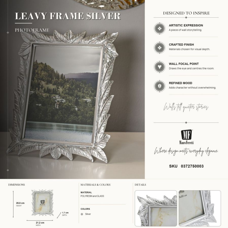 Cornice leavy silver cm 21,2x1,7x26,8 (misura interna cm 15x20) min 2