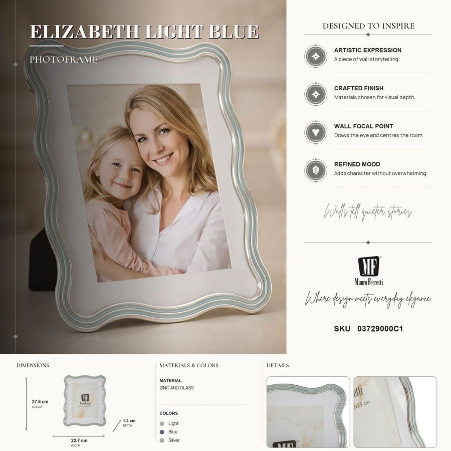 Cornice elizabeth celeste cm 22,7x1,3x27,6 (misura interna cm 20x25) min 2
