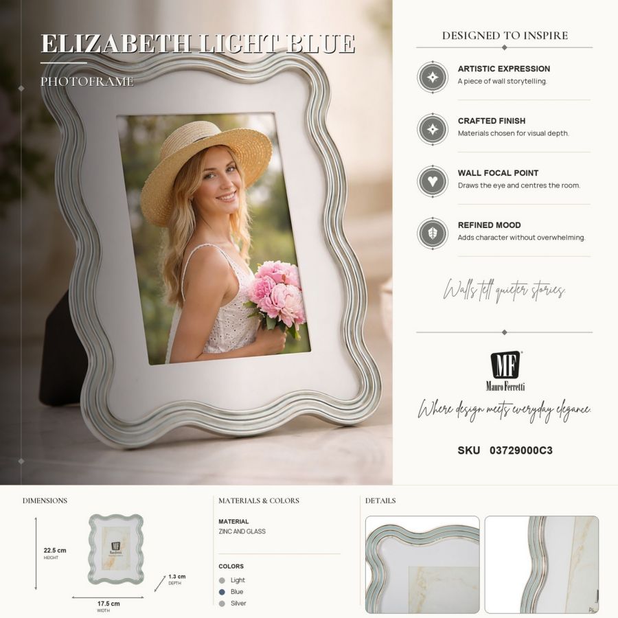 Cornice elizabeth celeste cm 17,5x1,3x22,5 (misura interna cm 15x20) min 2