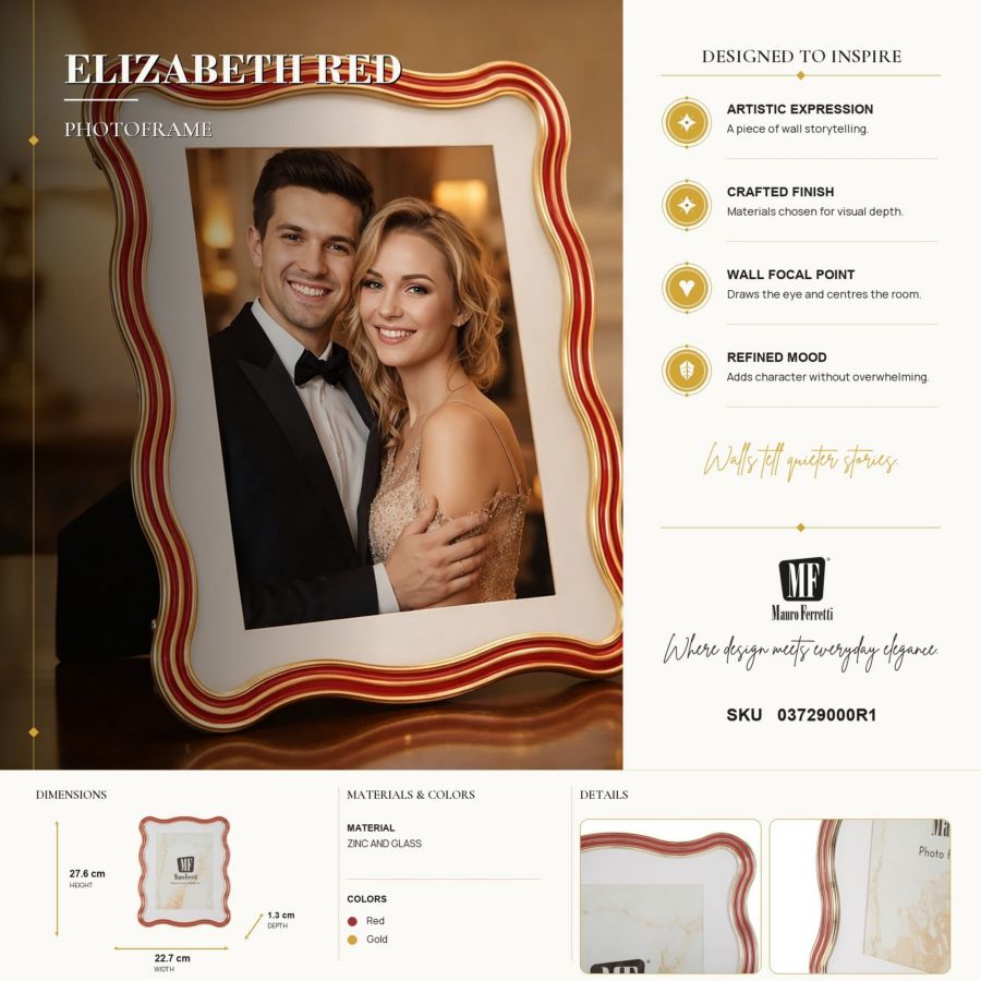 Cornice elizabeth rossa cm 22,7x1,3x27,6 (misura interna cm 20x25) min 2