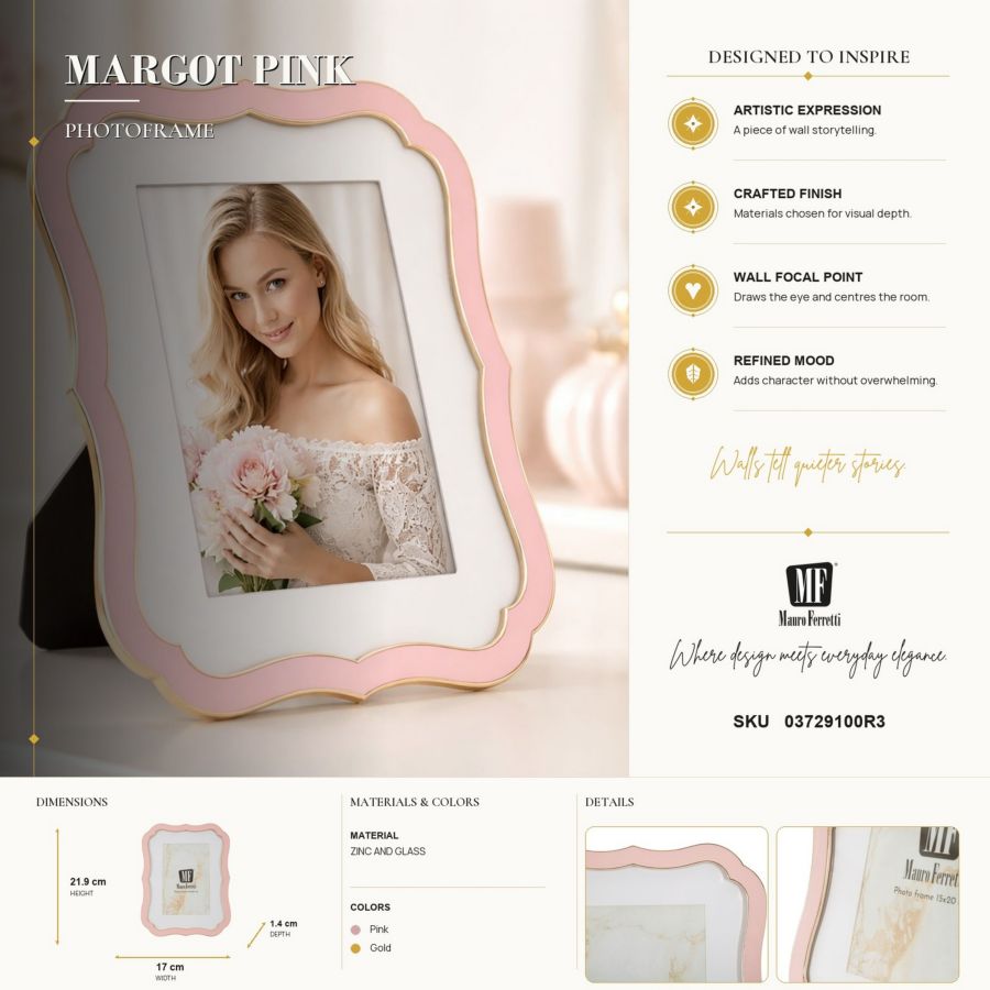 Cornice margot rosa cm 17x1,4x21,9 (misura interna cm 15x20) min 2