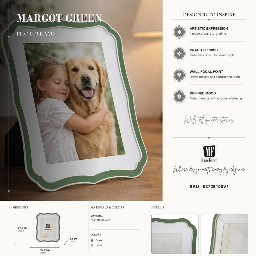 Cornice margot verde cm 22,1x1,4x27,2 (misura interna cm 20x25) min 2